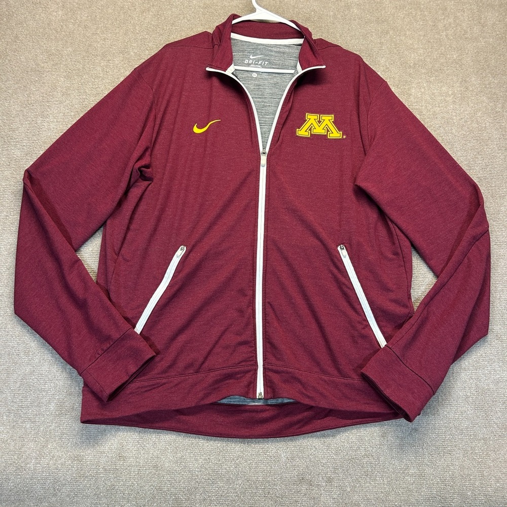 Minnesota Golden Gophers Nike Track Jacket Men's XL Full Zip Red Mock Neck Rayon